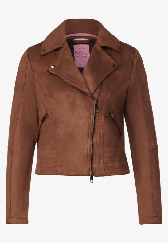 Velours Bikerjacke light glowy brown