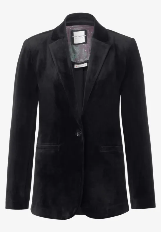 Longblazer in Samt Optik Black