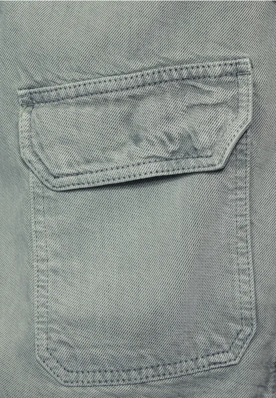 Jeansjasje met capuchon light soft olive washed