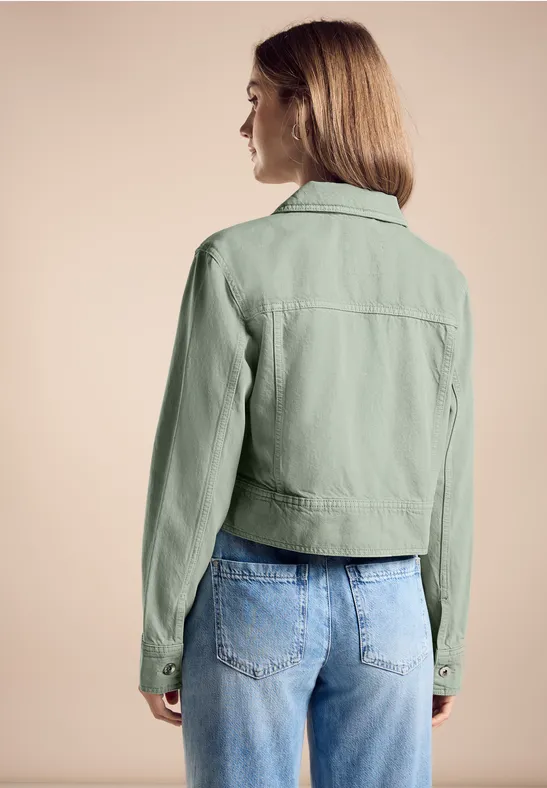 Kort jeansjasje Moss Green Heavy Washed