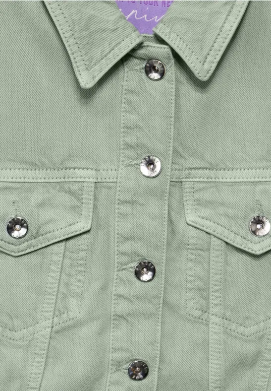 Kort jeansjasje Moss Green Heavy Washed