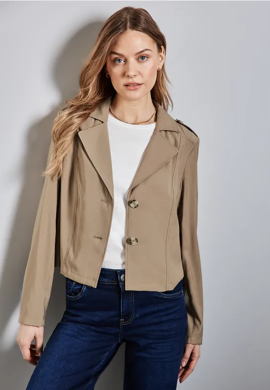 Kurzer Trenchcoat honey sand