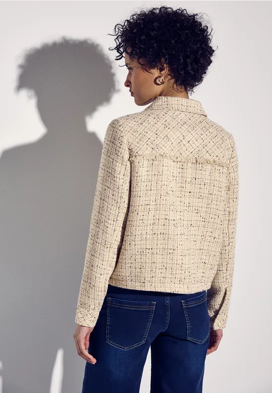 Kurze Bouclé Jacke cotton beige