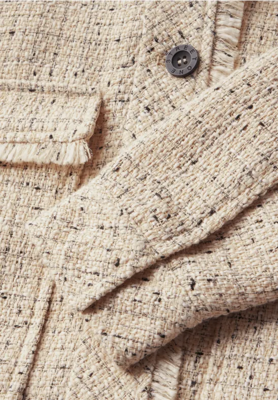 Kurze Bouclé Jacke cotton beige