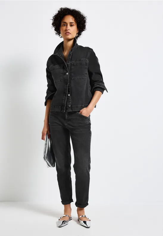 Denim jack met borstzakken Black washed