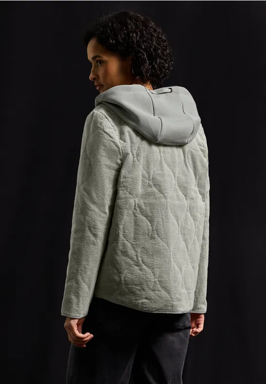 Cord Steppjacke mit Kapuze Fresh Sage