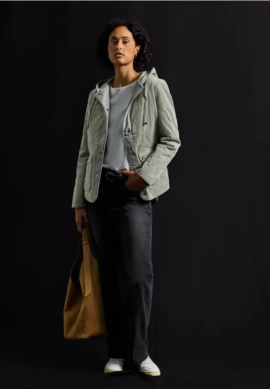 Cord Steppjacke mit Kapuze Fresh Sage