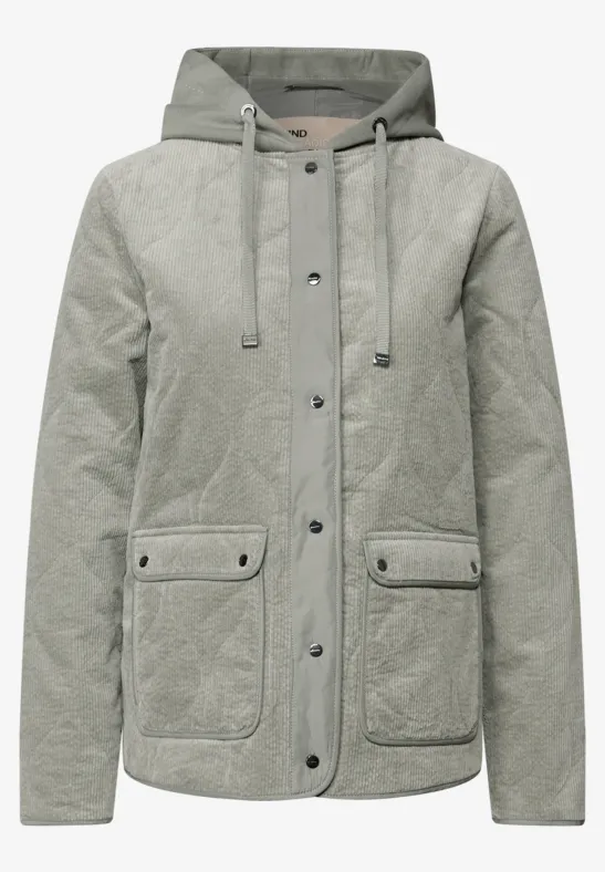 Cord Steppjacke mit Kapuze Fresh Sage