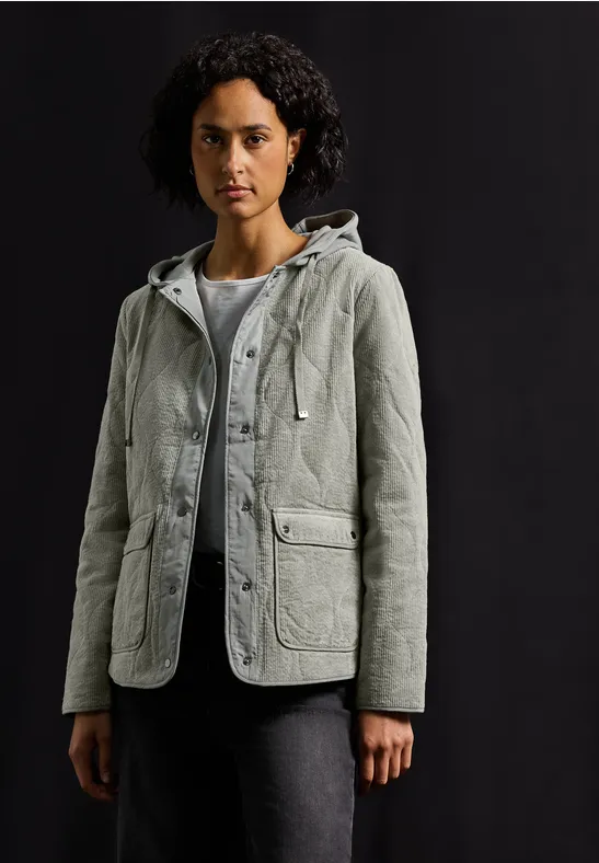Cord Steppjacke mit Kapuze Fresh Sage