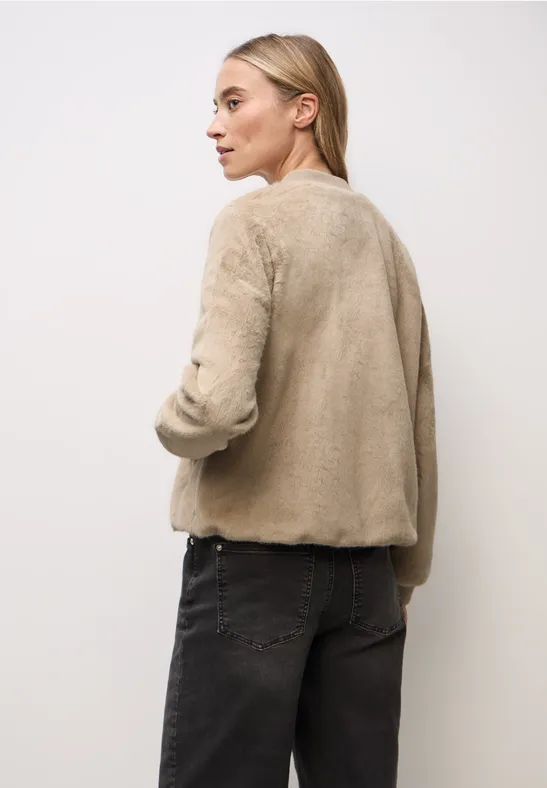 Blouson van imitatiebont Smooth Champagne