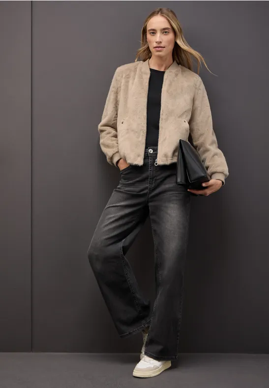 Blouson van imitatiebont Smooth Champagne