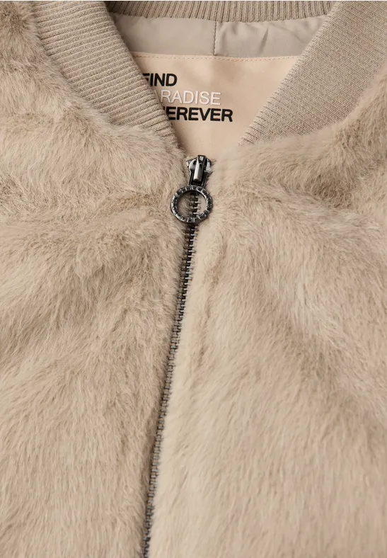 Blouson van imitatiebont Smooth Champagne