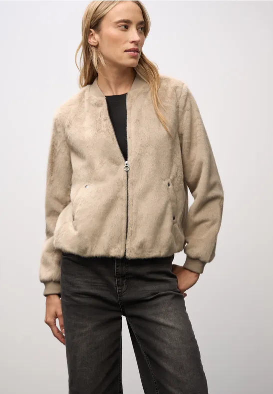 Blouson van imitatiebont Smooth Champagne