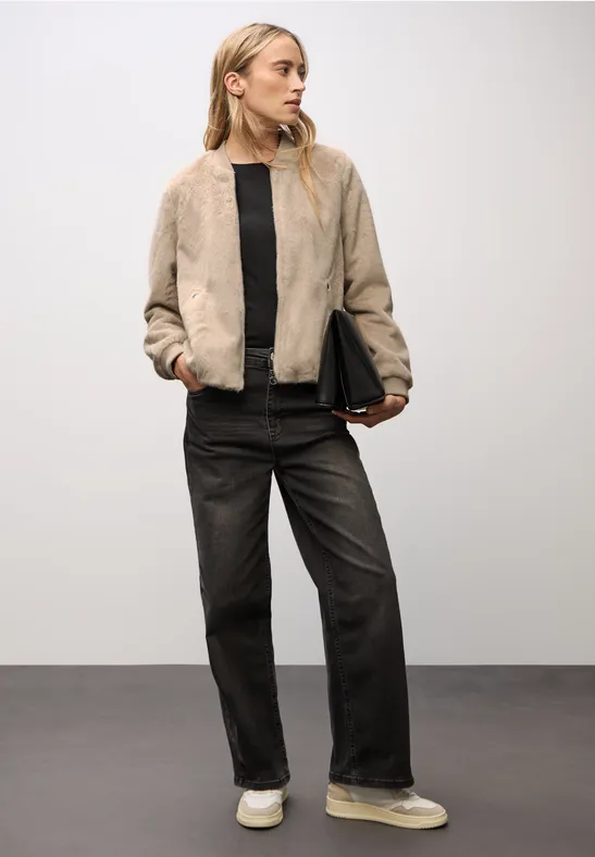 Blouson van imitatiebont Smooth Champagne
