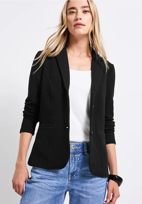 Basis blazer met structuur Black