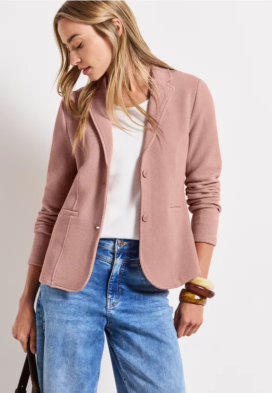 Basis blazer met structuur faded rose