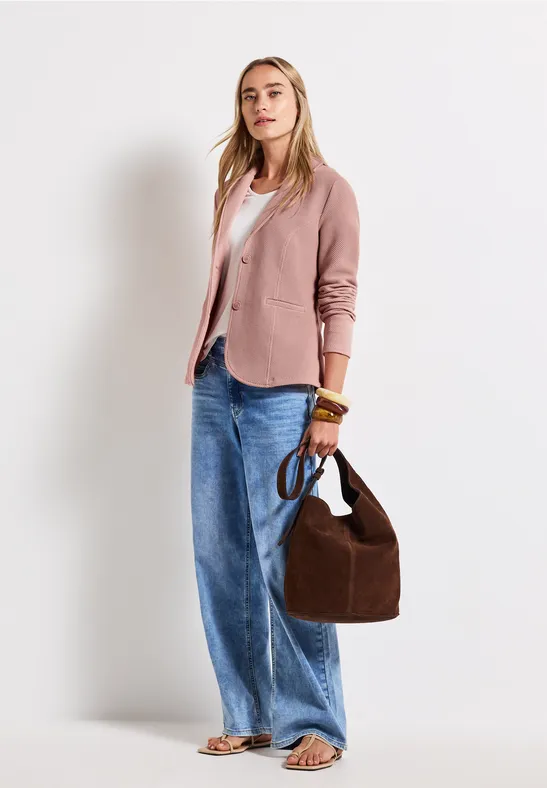 Basis blazer met structuur faded rose