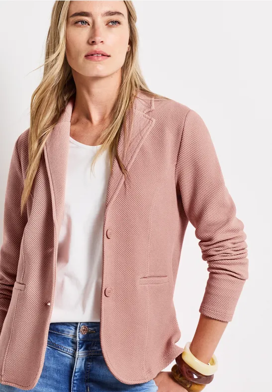 Basis blazer met structuur faded rose