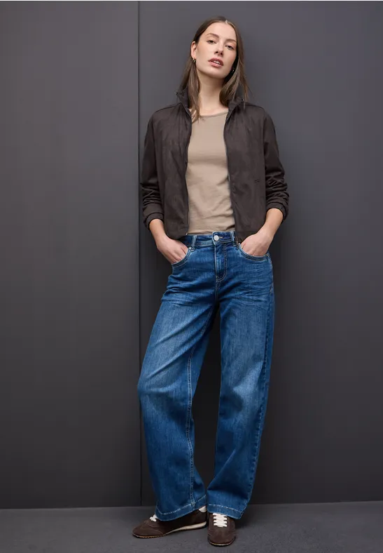 Veste courte en velours deep roast brown