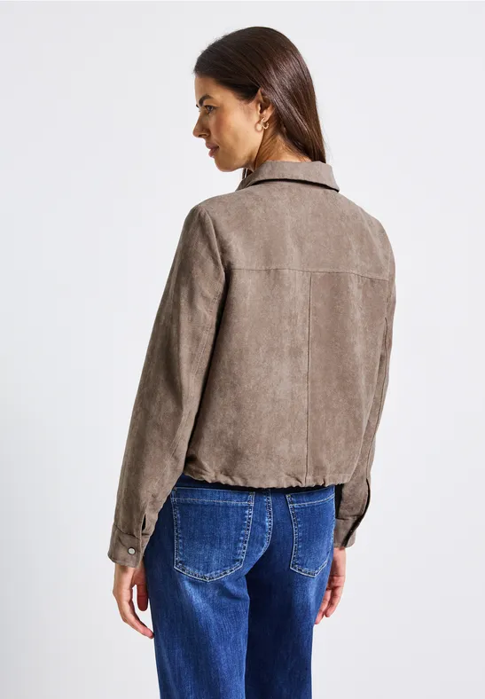 Corduroy jas met rits bark brown