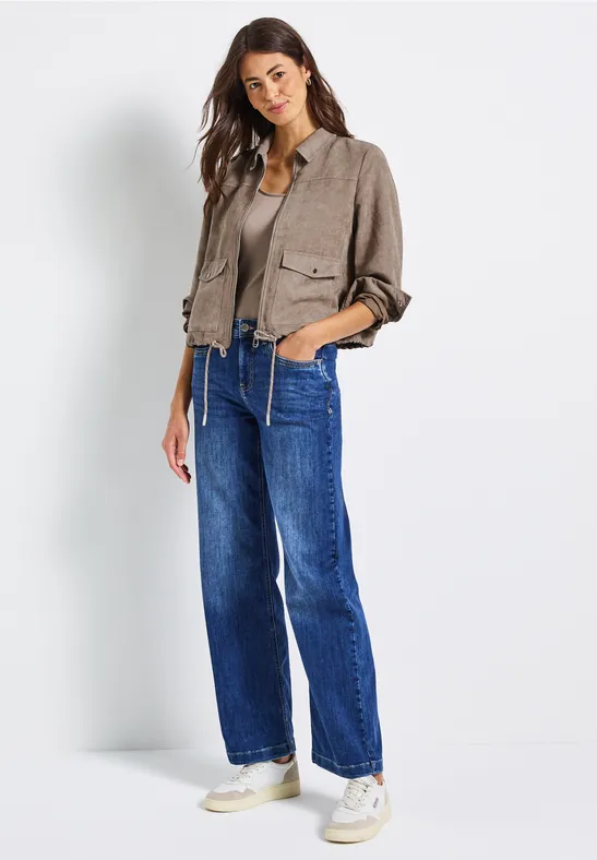 Corduroy jas met rits bark brown