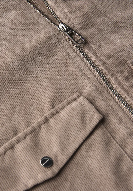 Corduroy jas met rits bark brown