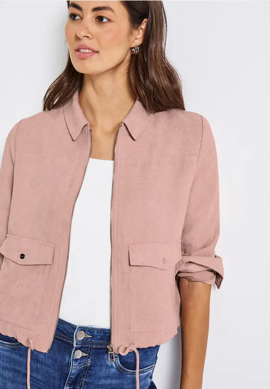 Corduroy jas met rits faded rose