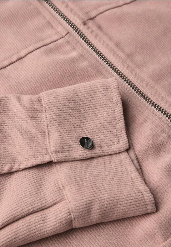 Corduroy jas met rits faded rose