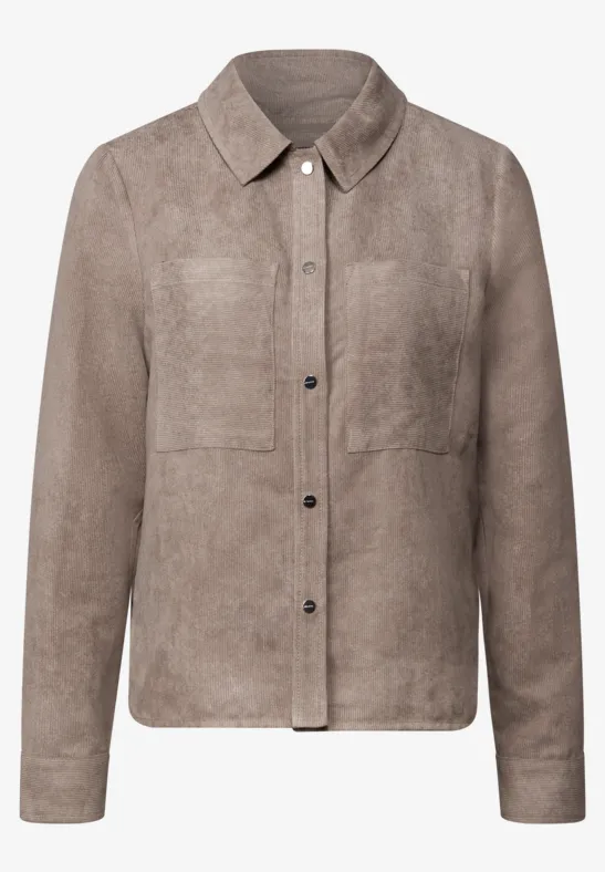 Kurzes Mini-Cord Overshirt bark brown