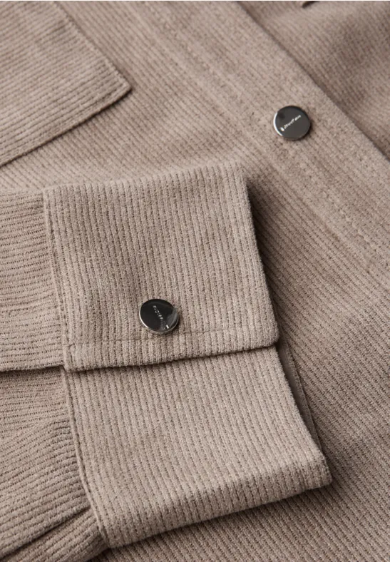 Kurzes Mini-Cord Overshirt bark brown
