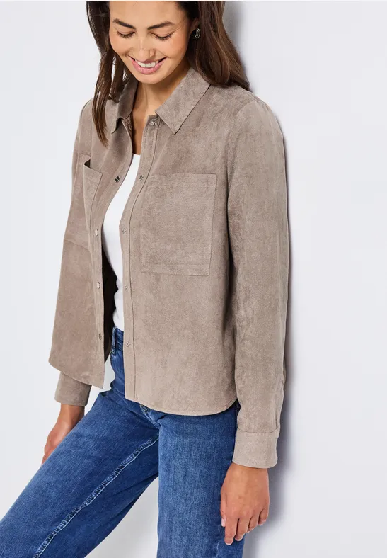 Kurzes Mini-Cord Overshirt bark brown