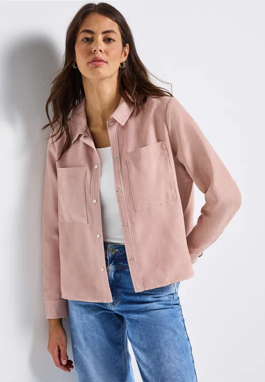 Kurzes Mini-Cord Overshirt faded rose