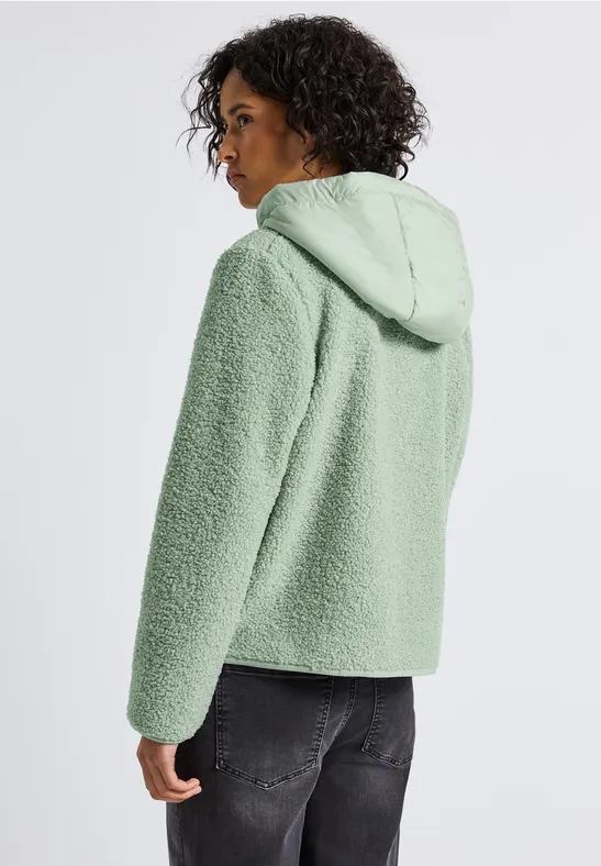 Teddyjas met capuchon serene green