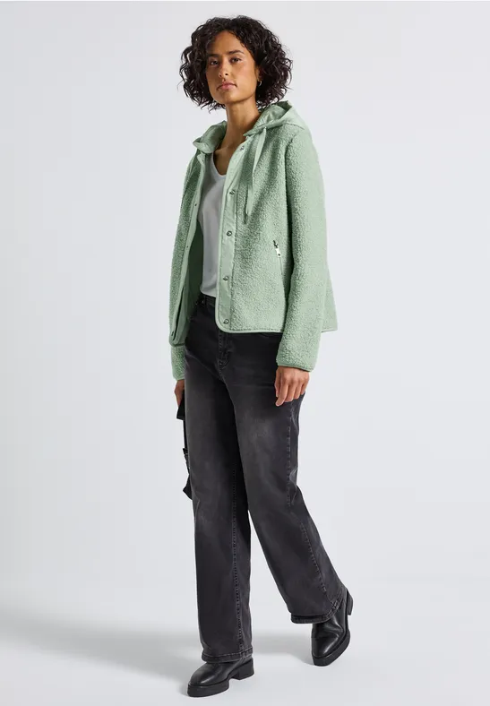 Teddyjas met capuchon serene green