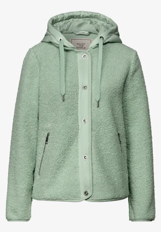 Teddyjas met capuchon serene green