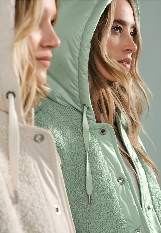 Teddyjas met capuchon serene green