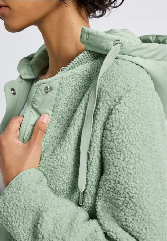 Teddyjas met capuchon serene green
