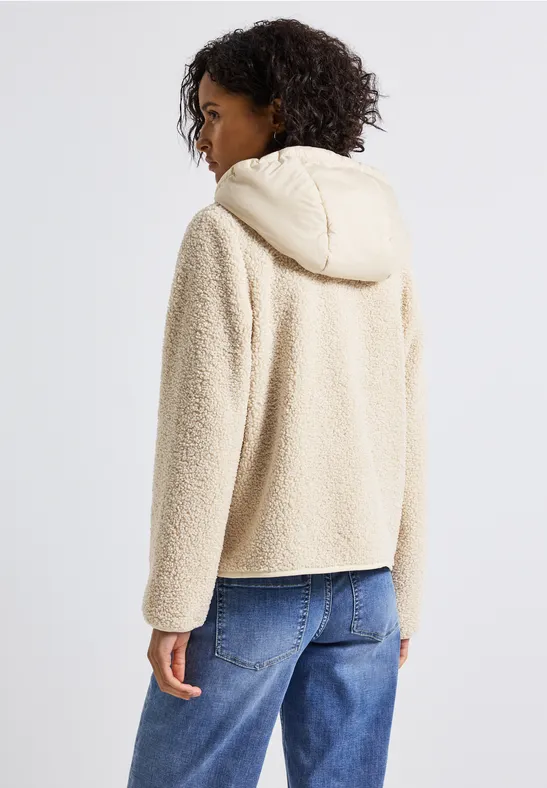 Teddy-Jacke mit Kapuze soft fawn beige