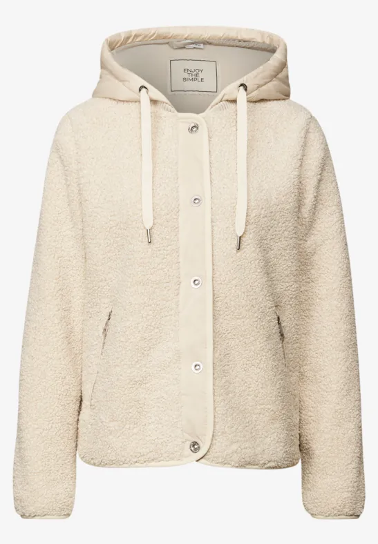 Teddy-Jacke mit Kapuze soft fawn beige
