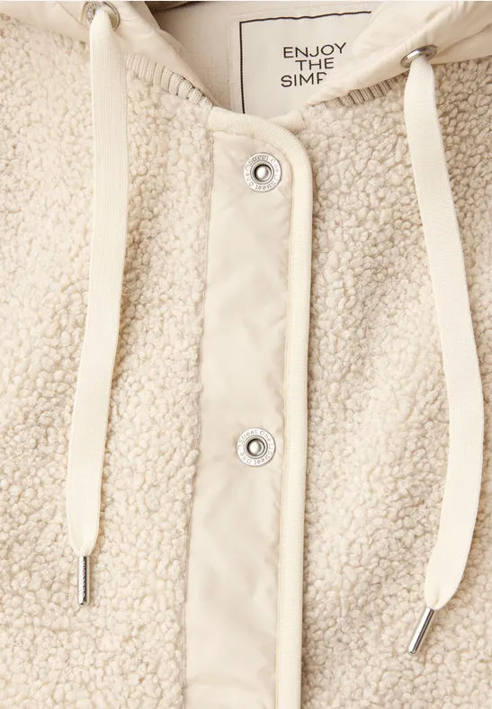Teddy-Jacke mit Kapuze soft fawn beige