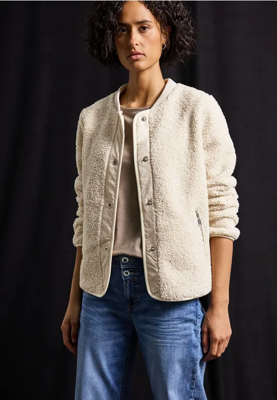 Teddy-Jacke mit Kapuze soft fawn beige