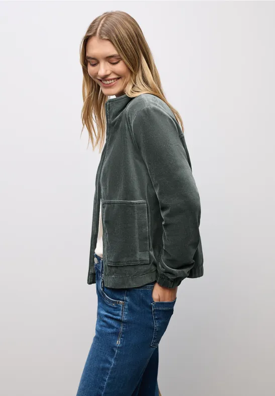 Corduroy jas met rits balsam green