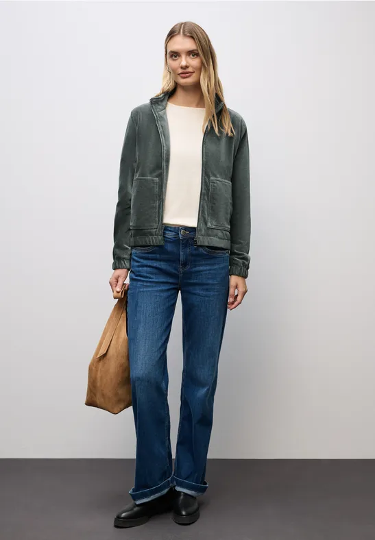 Corduroy jas met rits balsam green