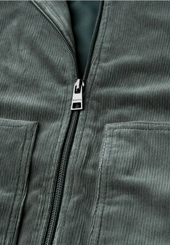 Corduroy jas met rits balsam green