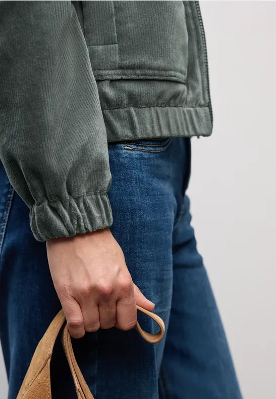 Corduroy jas met rits balsam green
