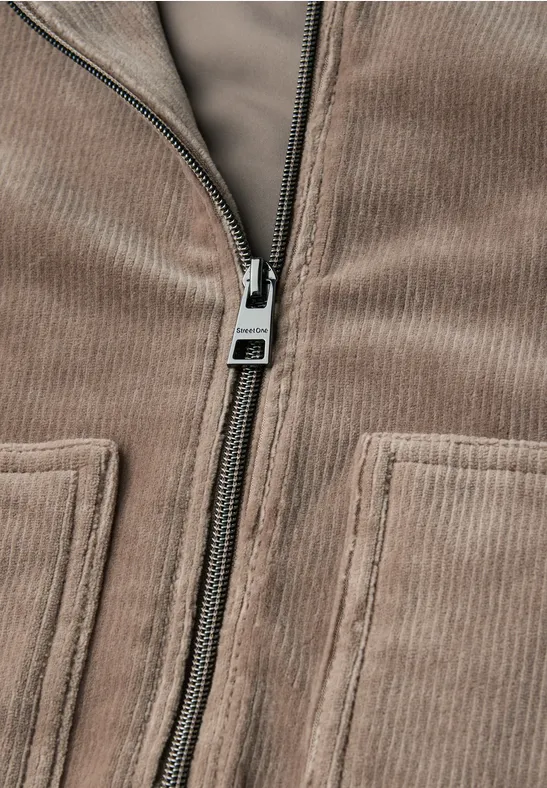 Cordjacke mit Zipper silk brown