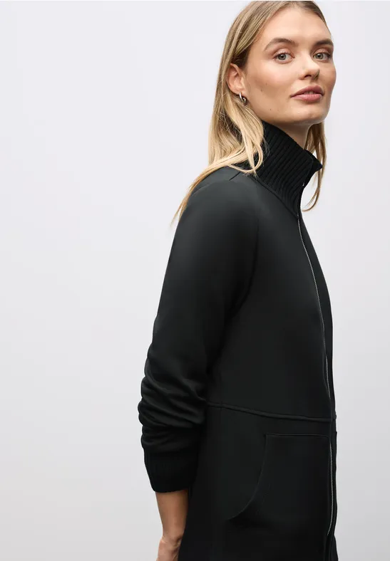 Sweatjack met gebreide details Black