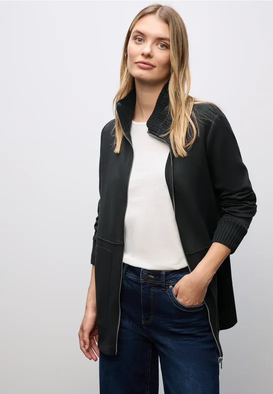 Sweatjack met gebreide details Black