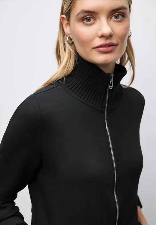Sweatjack met gebreide details Black
