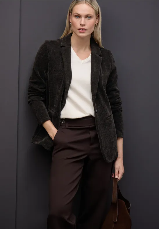 Sztruksowa marynarka szenilowa darkest brown